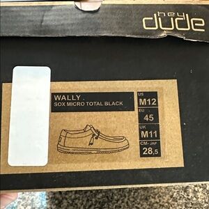 Hey Dude Wally Sox Micro Black Shoes size 12 men